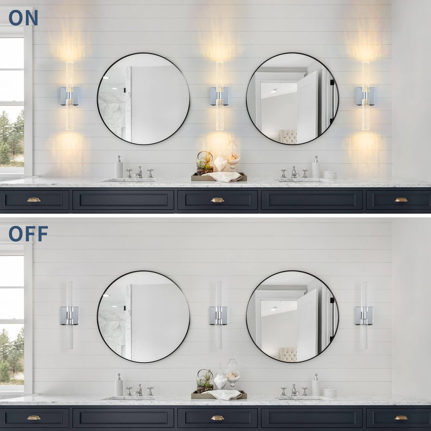 Hongren 17 Inch Chrome Battery Operated Wall Sconces Set Of Two Rechargeable Battery Powered Wall Light With Remote Control Led Dimmable Lamp Fixtures For Living Room Bedroom Hallway (2 Pack)