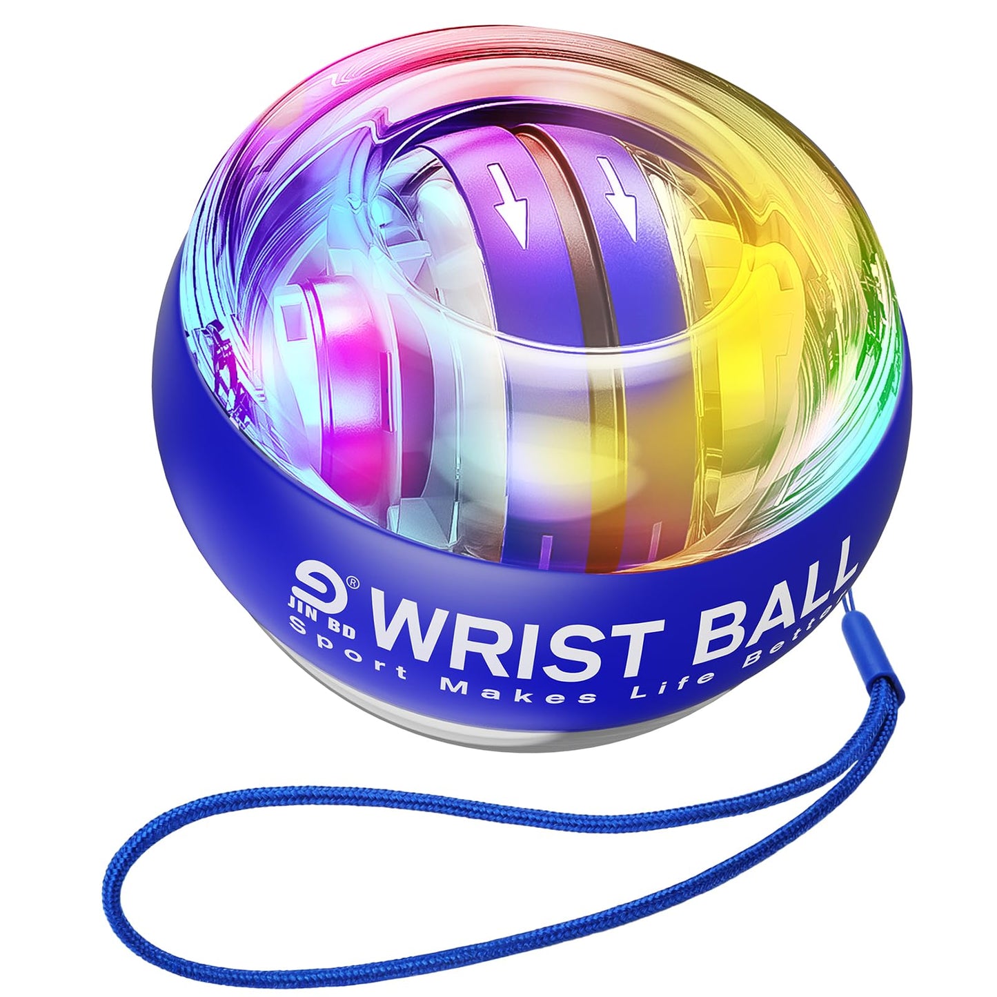 JIN BD Wrist Trainer Ball Auto-Start Strengthener Gyroscopic Forearm Exerciser Gyro for Strengthen Arms, Fingers, Bones and Muscles with LED Light，Blue