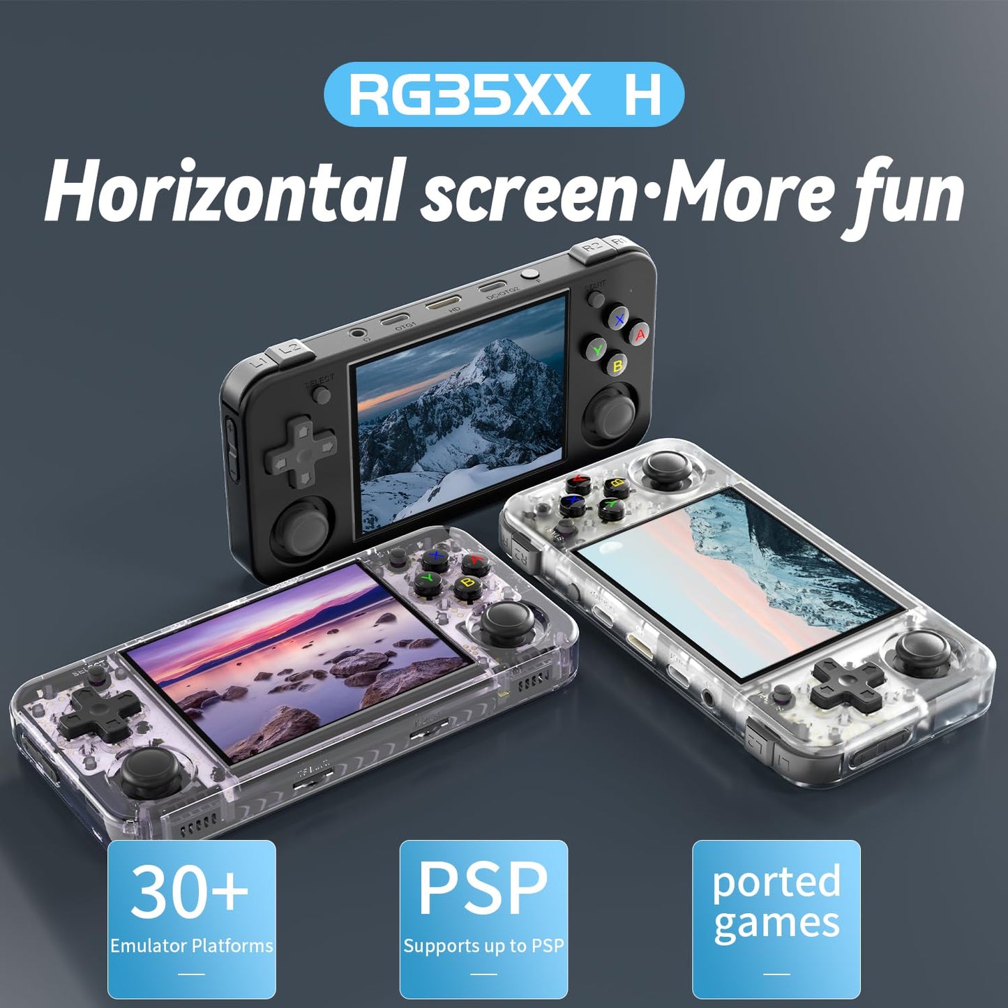 rg35xx h Retro Game Emulator Anbernic 35xxh with a 64G Card Pre-Loaded Games rg35xxh 3.5'' IPS Screen Supports 5G WiFi Bluetooth HDMI and TV Output