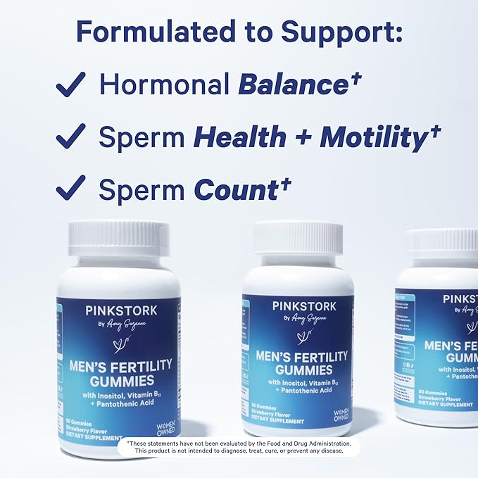Blue Stork Fertility Supplement Gummies for Men - Male Prenatal Vitamins, Conception Support for Him - Reproductive Health, Hormonal Balance & Motility - 90 Count