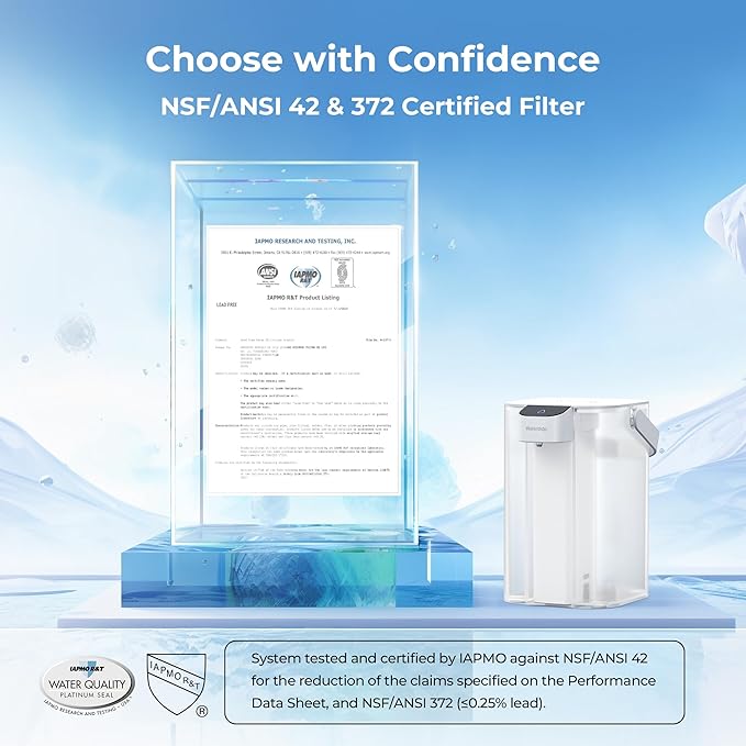 Waterdrop Chloramine Reduction Electric Water Filter Pitcher, Dispenser, 200-Gallon Long-Life Filtered Water Pitchers, NSF/ANSI 42, Reduce Chloramine, Lead, PFAS, 15-Cup, White, with 1 Filter
