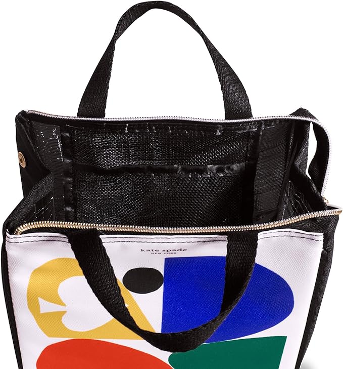 Kate Spade New York Cute Lunch Bag for Women, Large Capacity Lunch Tote, Adult Lunch Box with Silver Thermal Insulated Interior Lining and Storage Pocket, Spade Colorblock