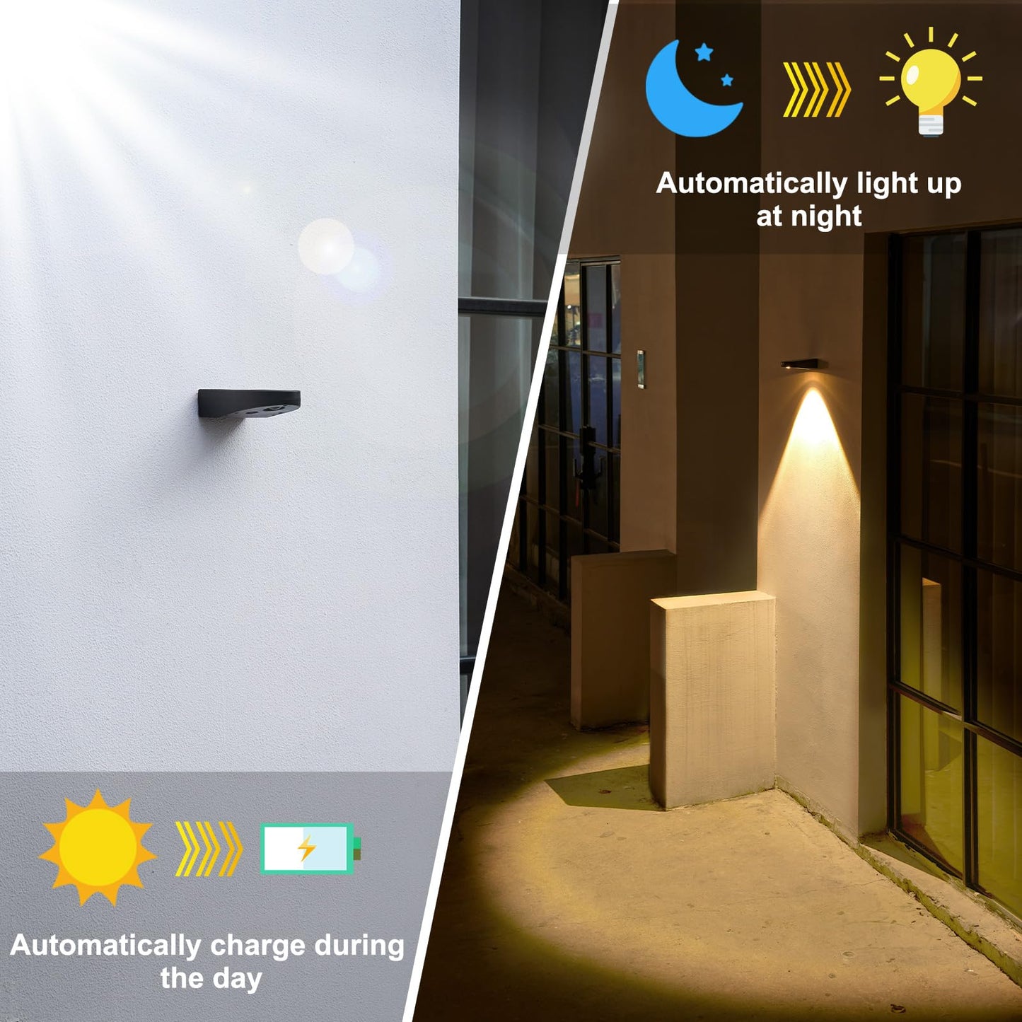 Mrzxy Solar Wall Lights Outdoor Waterproof Dusk To Dawn Led Down Light For Number  Fence  Outside  Garage  Mailbox  Landscape Lighting(Warm White  4 Pack)