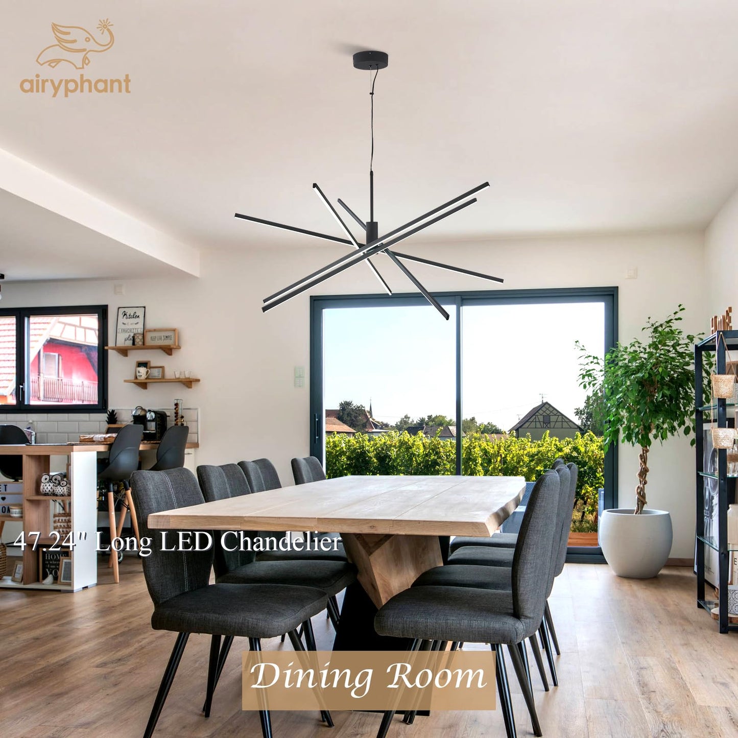 Airyphant Modern 47-Inch Big Chandelier For High Ceiling  Large Foyer Chandelier For Living Room Foyer Dining Room Ceiling Lighting Fixture For Staircase 85W