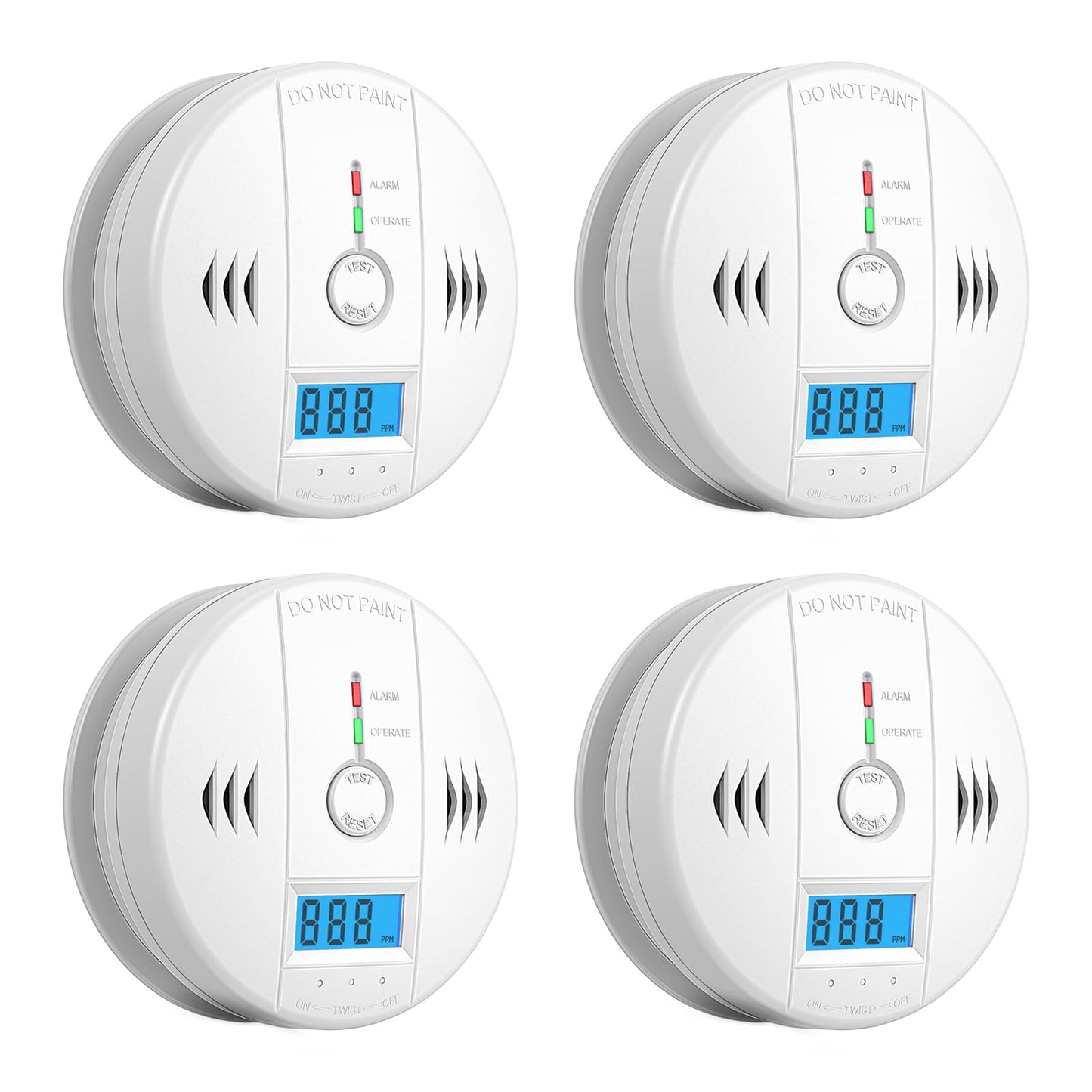 Carbon Monoxide Detectors, CO Detector Battery Powered, Carbon Monoxide Alarm with Sensitive CO Sensor, LCD Display and Sound Warning for Home, Bedroom, Kitchen