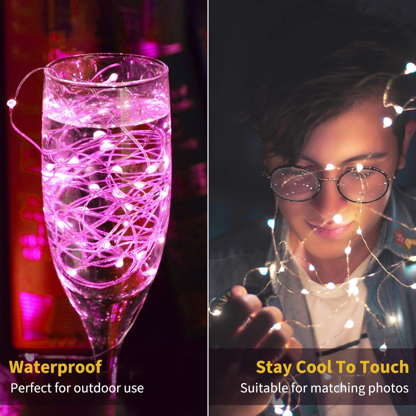 Brightown LED Fairy Lights - 12 Pack, 20 Lights, 7 Feet, Battery Operated, Waterproof, Multi Color, Copper Wire