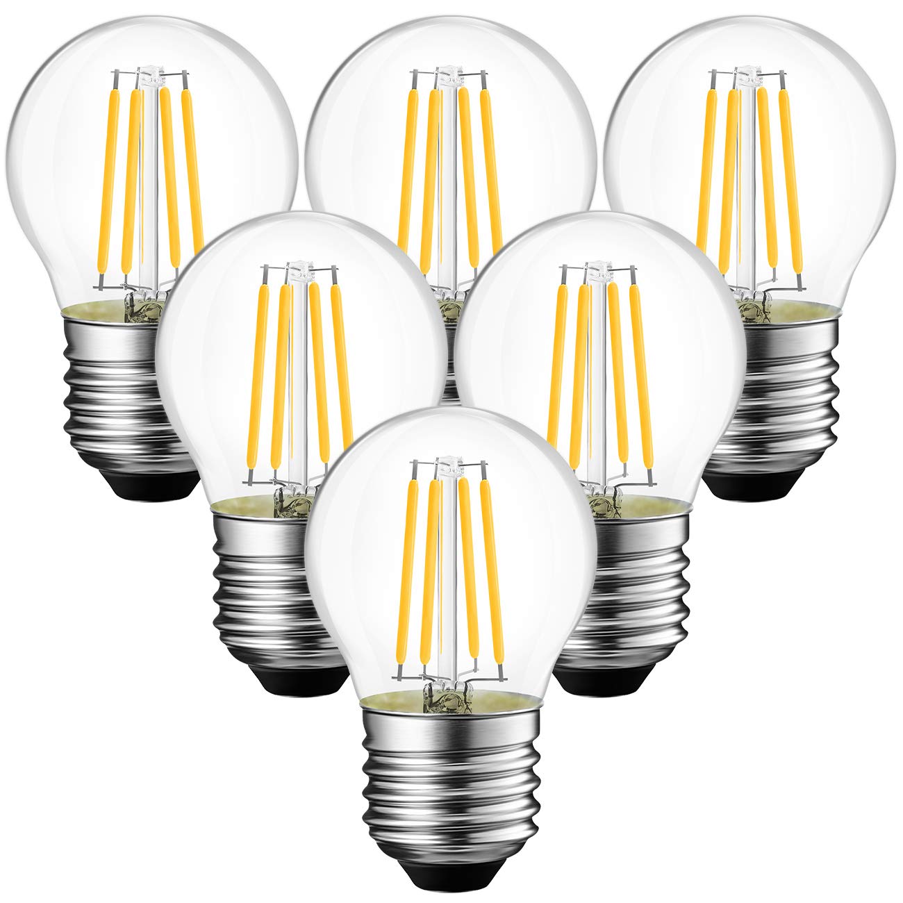 ANWIO G14 LED Filament Globe Bulb Dimmable 2700K Warm White E26, 4.5W (60W Equivalent), 6 Count