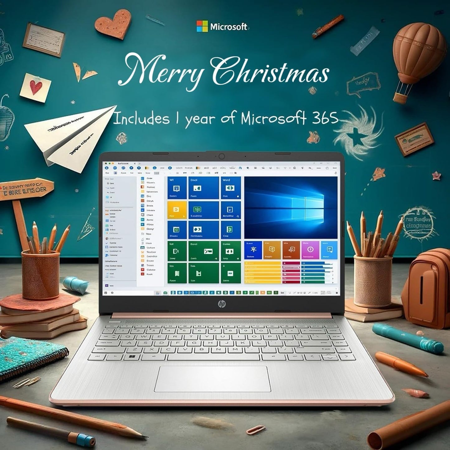 Hp Flagship 14 Laptop With Free Ai-Powered Microsoft 365 | Bluetooth Earphones | 16Gb Ram | 512Gb External Drive & 64Gb Onboard