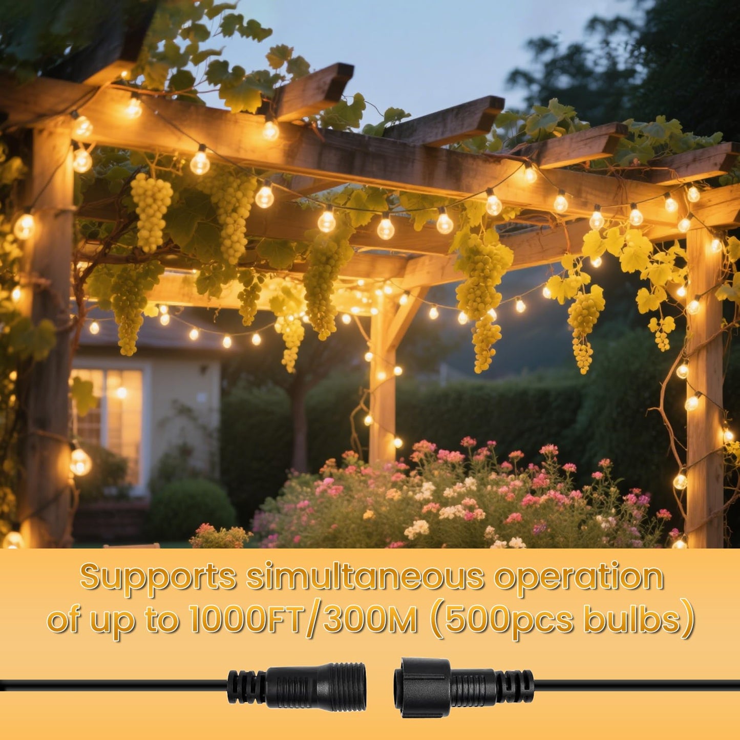 GLOBELIT Outdoor String Lights, 50FT, 25+1 G40 Bulbs, IP45 Waterproof, 2700K Warm White, Black, Mains Powered, Model G-US
