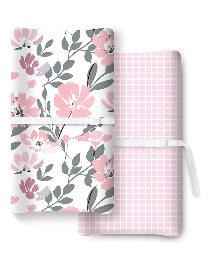 Extra Stretchy Changing Pad Cover, Ultra Soft Premium Jersey Knit Changing Pad Sheets, Unisex for Boys Girls, Fits All Standard Changing Tables/Dresser Tops - 2 Pack