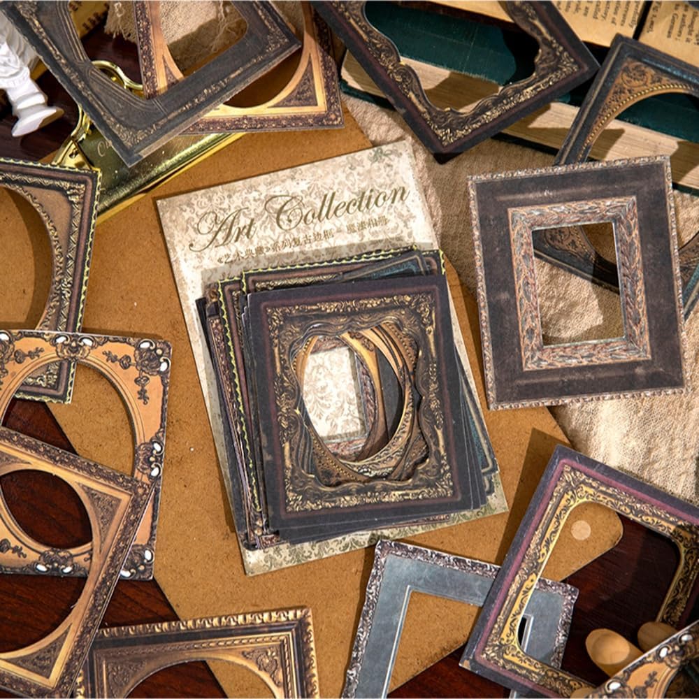 30Pcs Vintage Scrapbook Paper Photo Frame for Scrapbooking Junk Journal Collage Diary Embellishment DIY Photo Album DIY Craft Decoration, 10 Patterns (YSDC3)