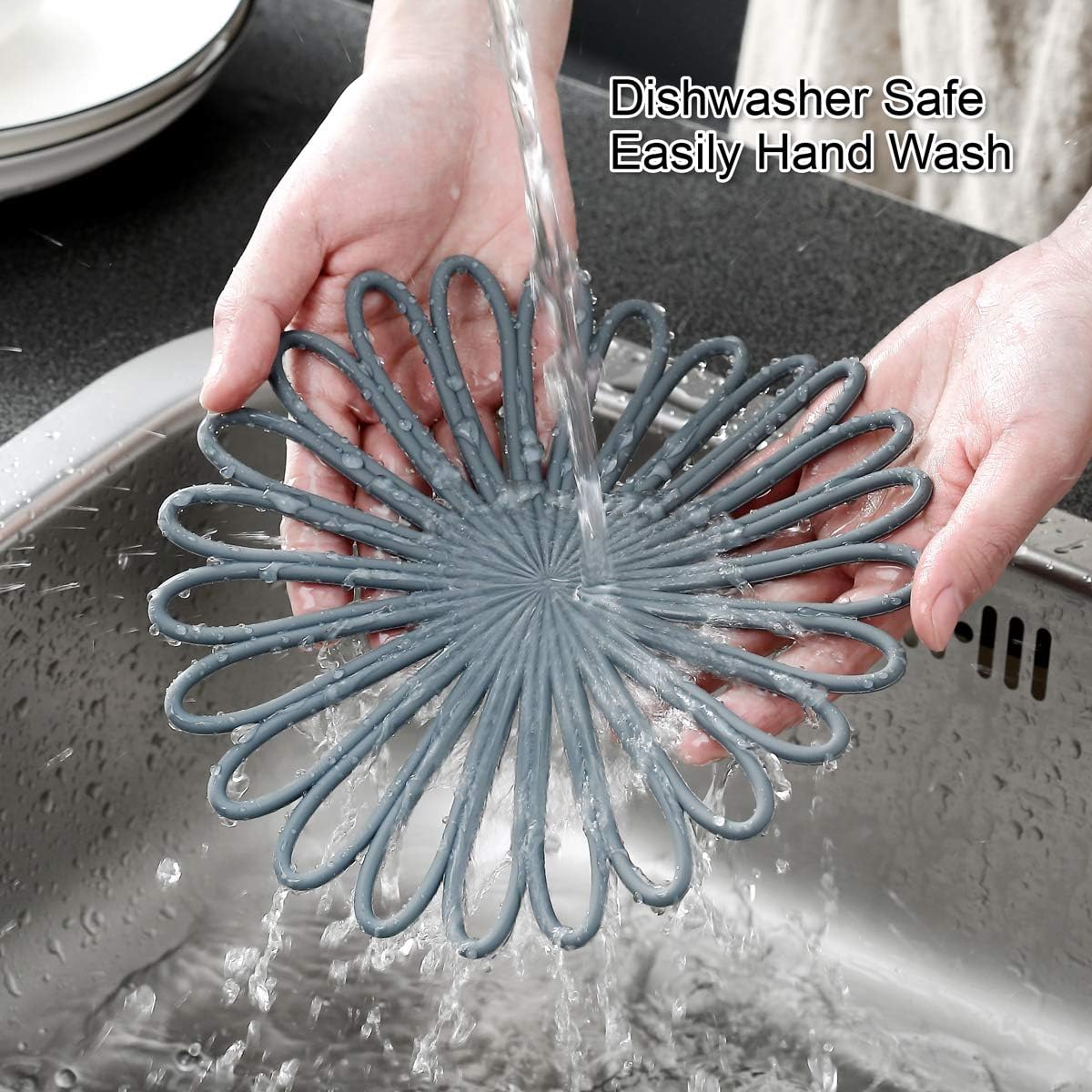 Set of 3 Silicone Trivet Mat - Hot Pot Holder Hot Pads for Table & Countertop - Trivet for Hot Dishes - Non-Slip & Heat Resistant Modern Kitchen Hot Pads for Pots & Pans, Lime Green
