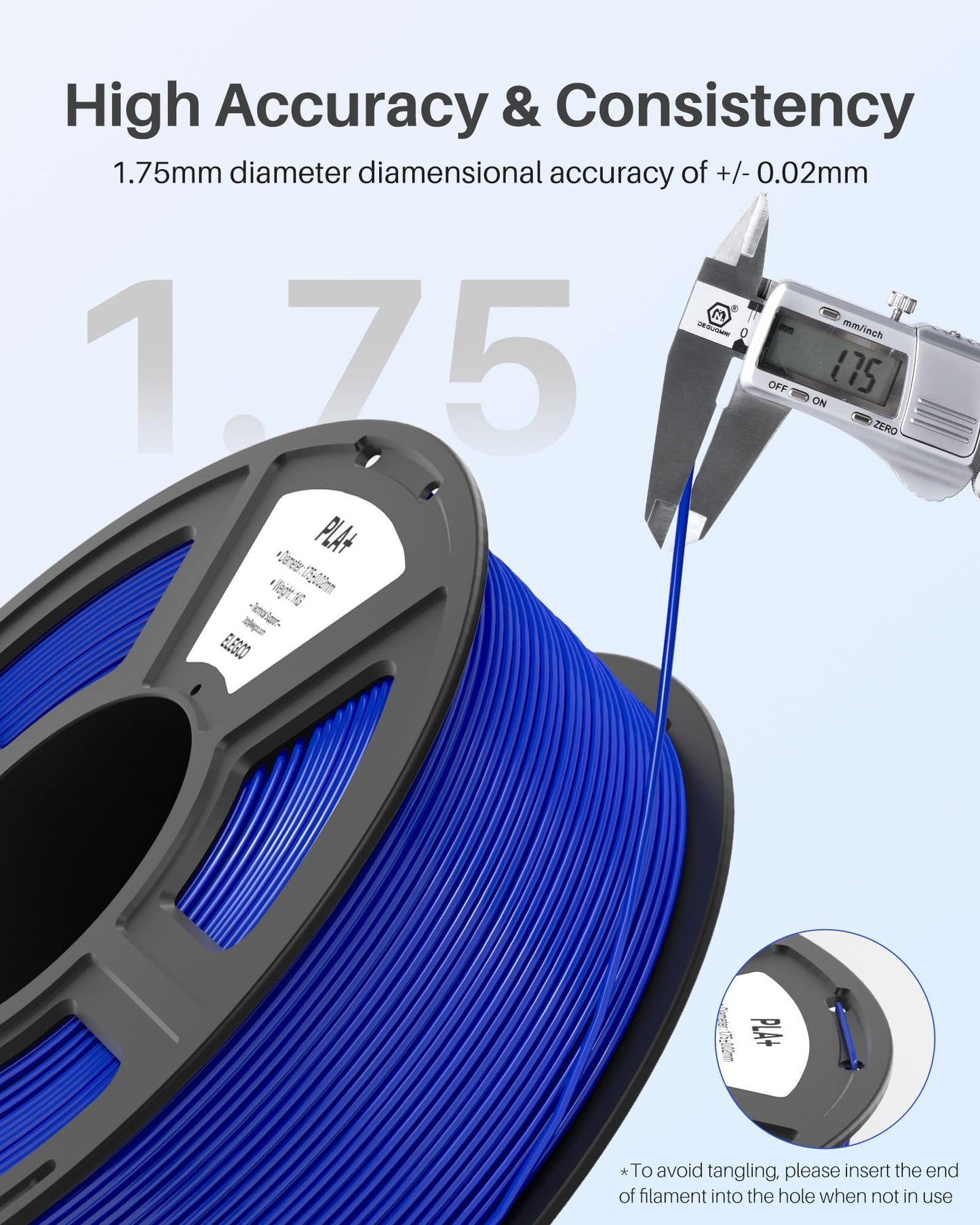ELEGOO PLA+ Filament 1.75mm White 1KG, High Toughness PLA Plus 3D Printer Filament Dimensional Accuracy +/- 0.02mm, 1kg Spool(2.2lbs) Fits for Most FDM 3D Printers