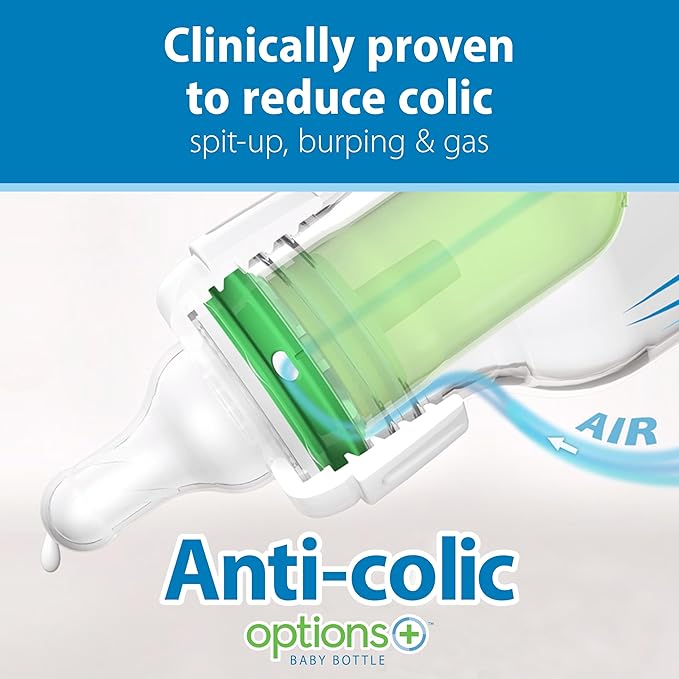 Dr. Brown’s Natural Flow® Anti-Colic Options+™ Narrow Baby Bottles 8 oz/250 mL, with Level 1 Slow Flow Nipple, 3 Pack, Purple, 0m+