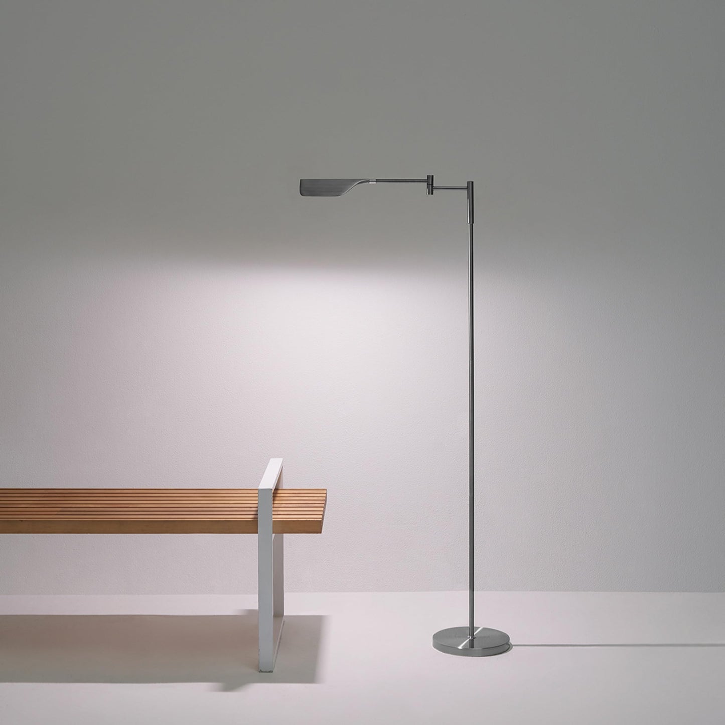 Brightech Leaf Led Floor Lamp - Dimmable, Adjustable Metal Reading Lamp, Platinum Silver, Model 211179Ps