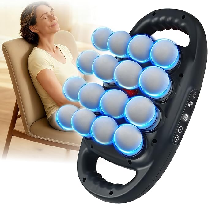 grnpeak 16 Head Massage Gun, Deep Tissue Percussion Massager with 9 Intensity Levels for Neck, Back, Shoulders, Legs Pain ...