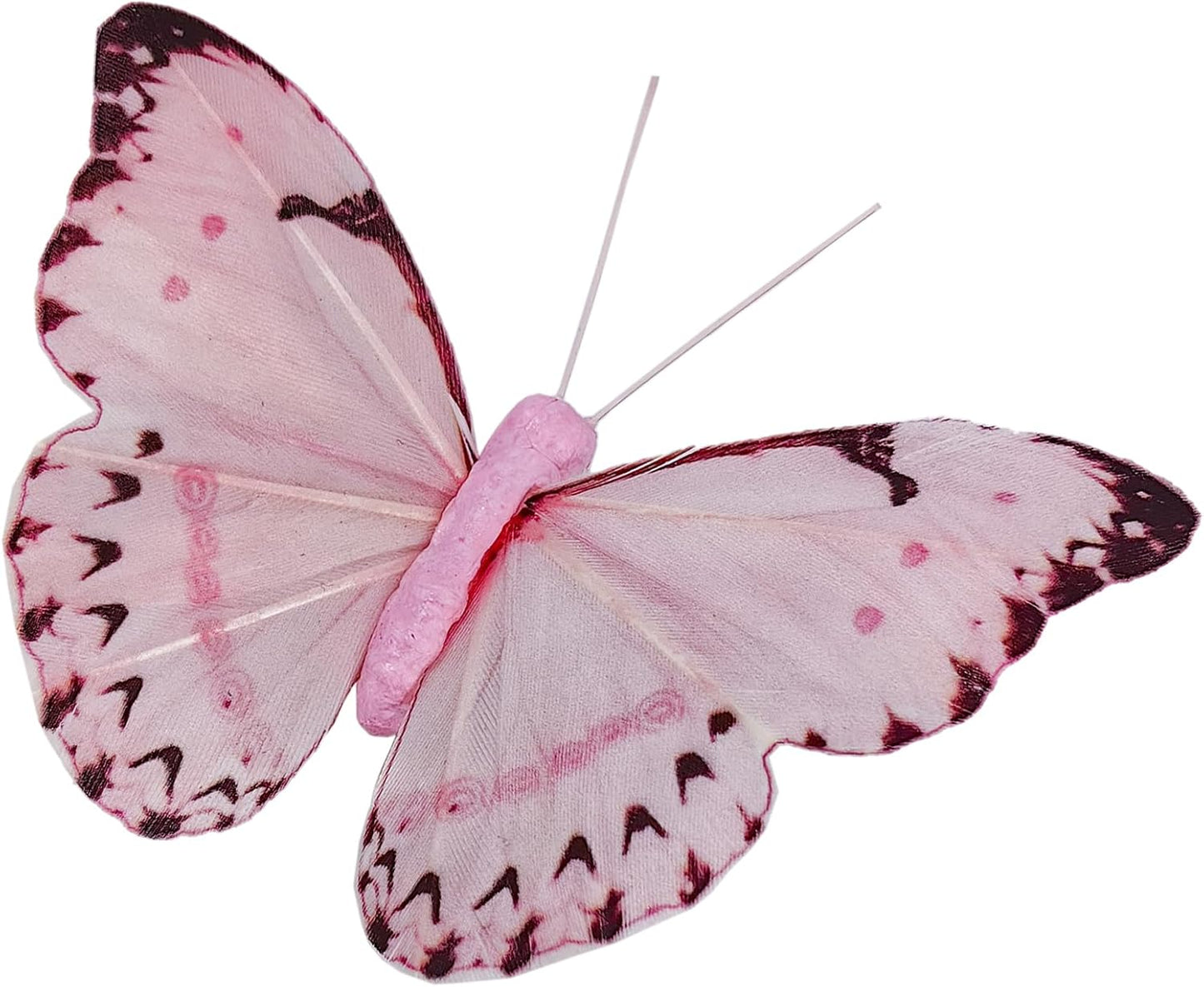 Cartanfill- Artificial Feather Simulation Butterfly Party Decoration Set, a Set of 12 Pieces with Clips, Used for Home Decoration in 12 Colors.… (C Clip)