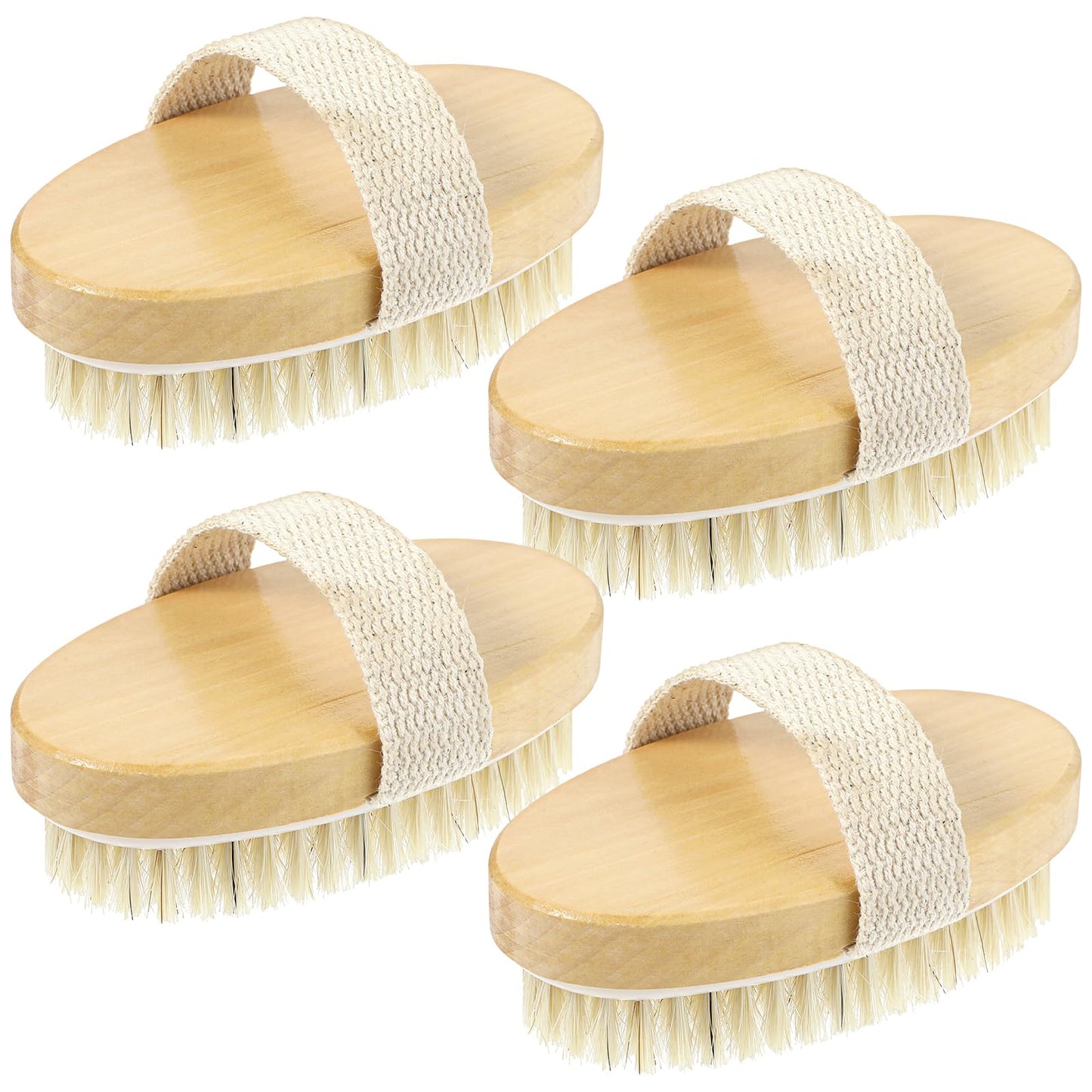4pcs Dry Brushing Body Brush, Natural Bristle Dry Skin Exfoliating Brush Body Scrub for Flawless Skin, Cellulite Treatment, Lymp