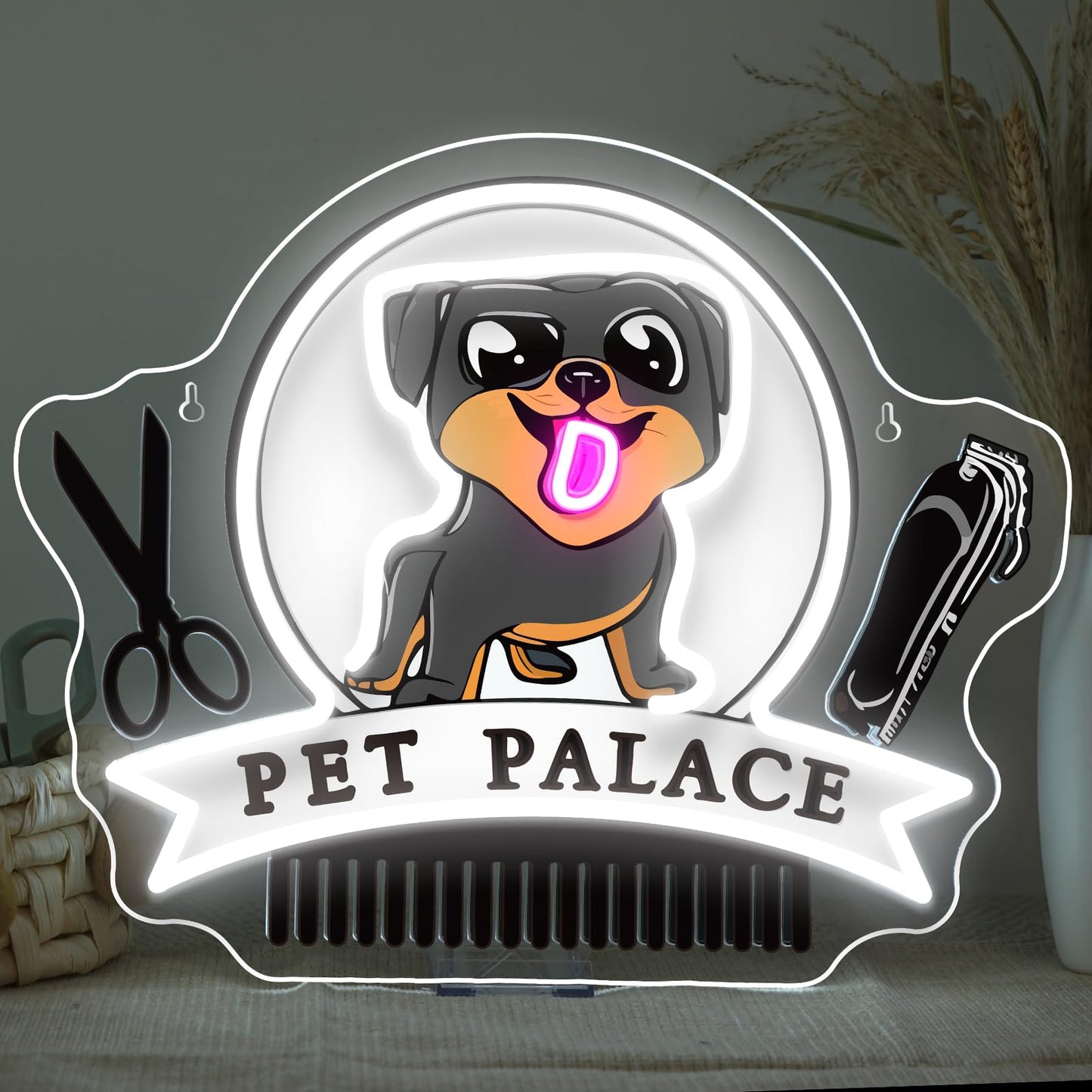 Faxfsign Pet Palace Neon Sign Dog Led Neon Signs For Wall Decor Pet Grooming&Hair Cut Salon Club Led Light For Animal Clinics Neon Wall Unique Gift For Pet Shop