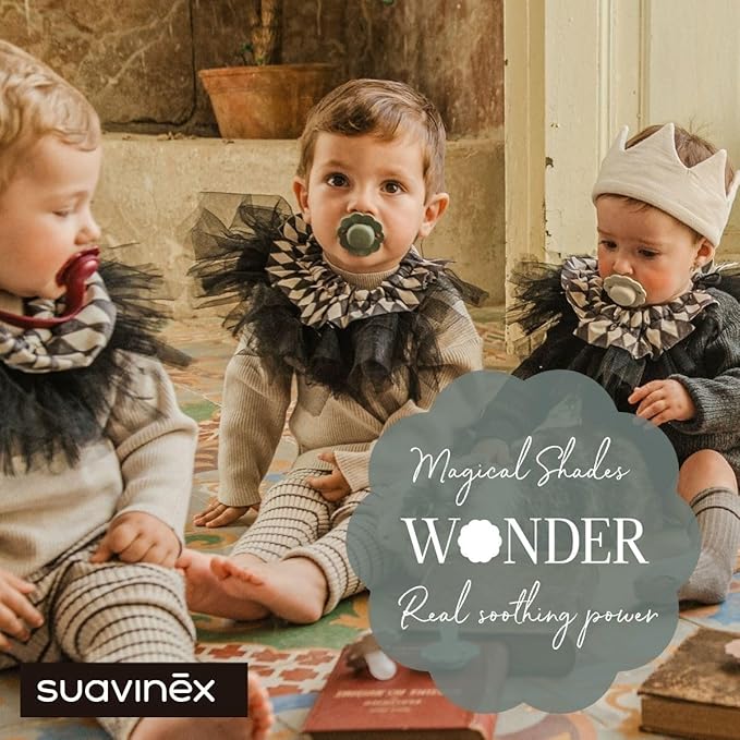 Suavinex Wonder Baby Pacifier, SX Pro Silicone Nipple, Reversible, Non Irritating Shield Design, Pacifiers 6-18 Months, Made in Europe, Almost Aqua