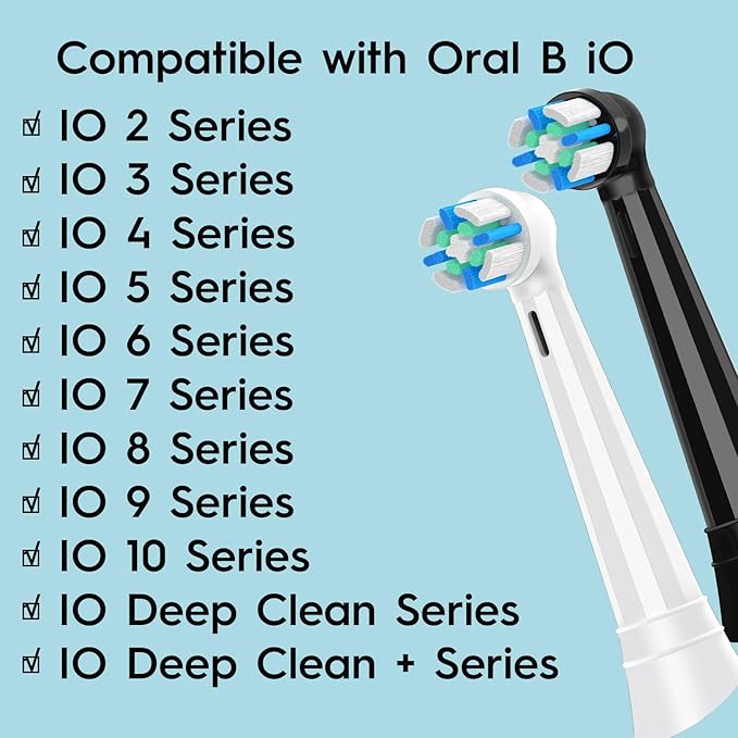 8 Pack IO Replacement Heads Compatible with Oral B IO 2/3/4/5/6/7/8/9/10/Deep Clean Series Electric Toothbrushes, Brush Heads Compatible with Oral B iO (Black)