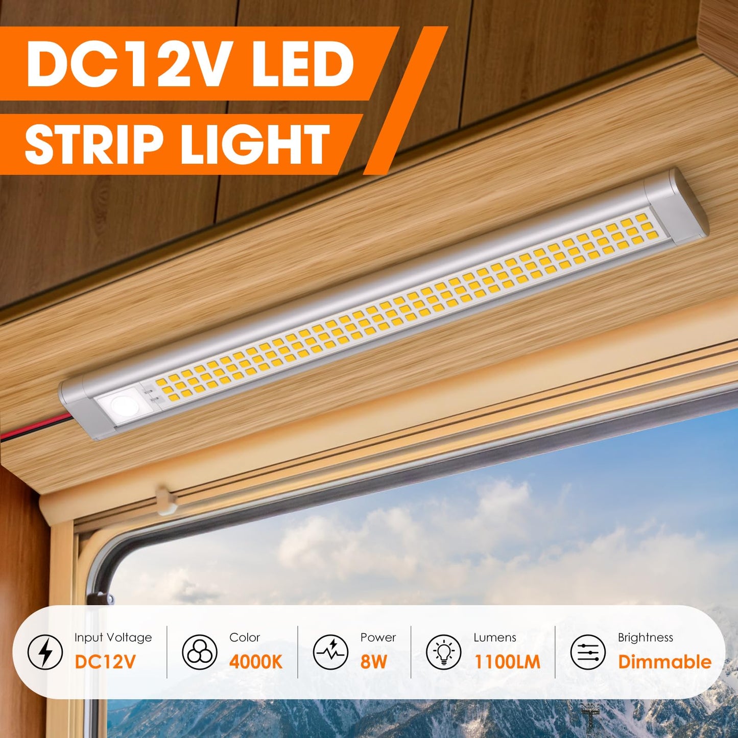 12 Volt Led Lights  Enclosed Trailer Light  Rv Interior Lighting  4000K String Lights For Trailer  Truck  Van  Rv(2Pack  Silver)