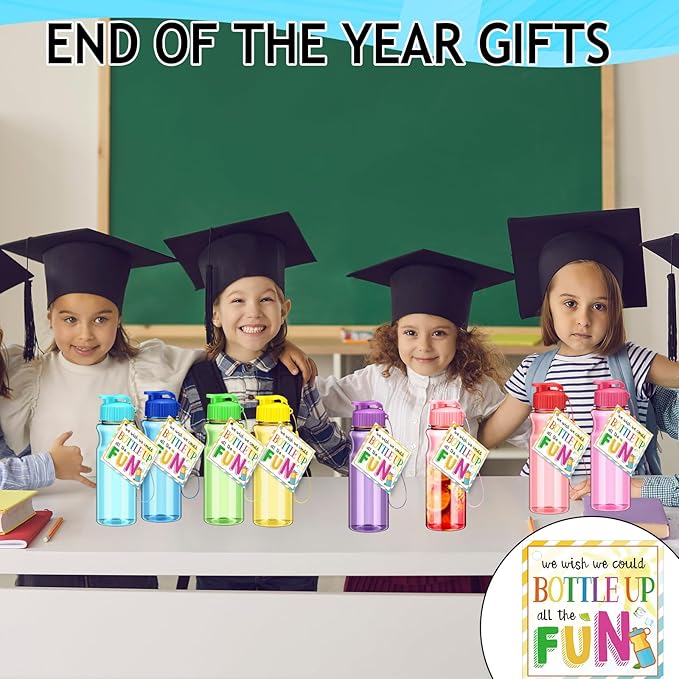 Water Bottles Bulk End of the Year Gifts for Students 18 oz Portable Sports Water Bottle Summer Graduation Student Gifts from Teacher for Kids School Classroom Prizes Goodie Bag (24)