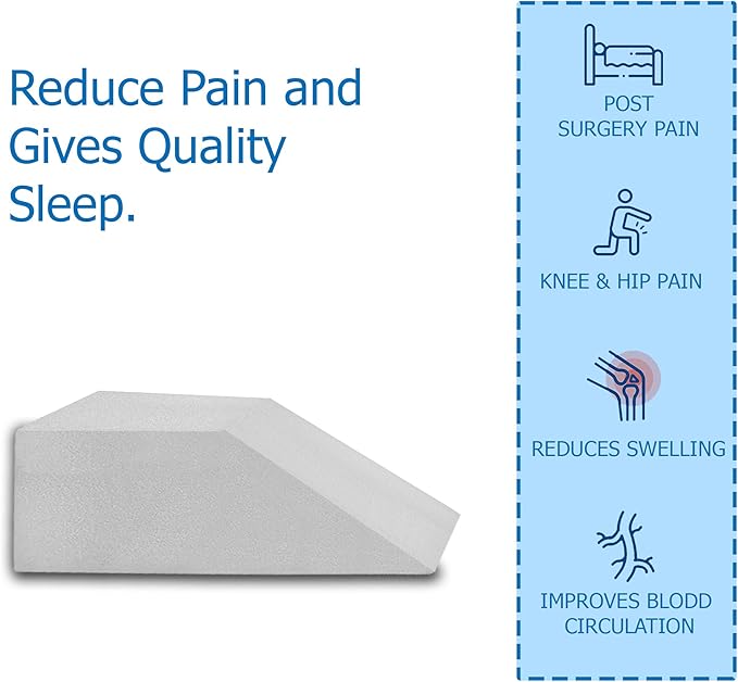 Greaton, 21-Inch Leg Pillow Full Top Comfortable Rest Elevating Foam Wedge | Relieves and Recovers Foot, Hip, Knee and Ankle Injury Pain, Improves Blood Circulation, Multi-Purpose, White