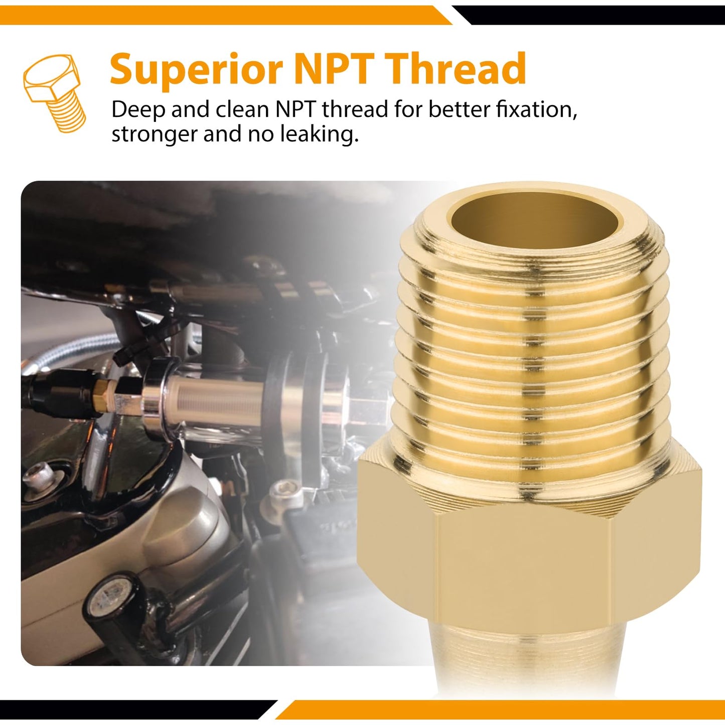 KOOTANS 4pcs Brass Hose Barb Fittings 1/4" Hose Barb to 1/8 NPT Male Thread Air Hose Fittings Brass Quick Coupler Air M Type Adapter Connector Fitting