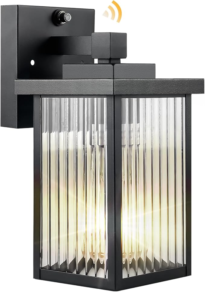 hameso Dusk to Dawn Outdoor Lighting, Waterproof Outdoor Porch Light with Tempered Glass, Outdoor Light Fixture for House ...