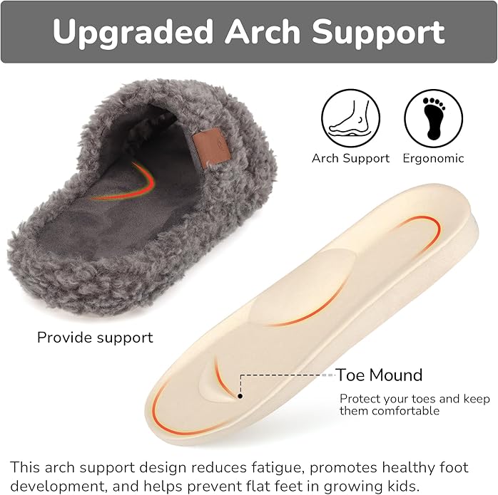 Youecci Girls Fuzzy Slippers-Soft Open Toe Slippers with Memory Foam & Arch Support, Dual-Strap Warm Comfy Home Slides Indoor House Shoes
