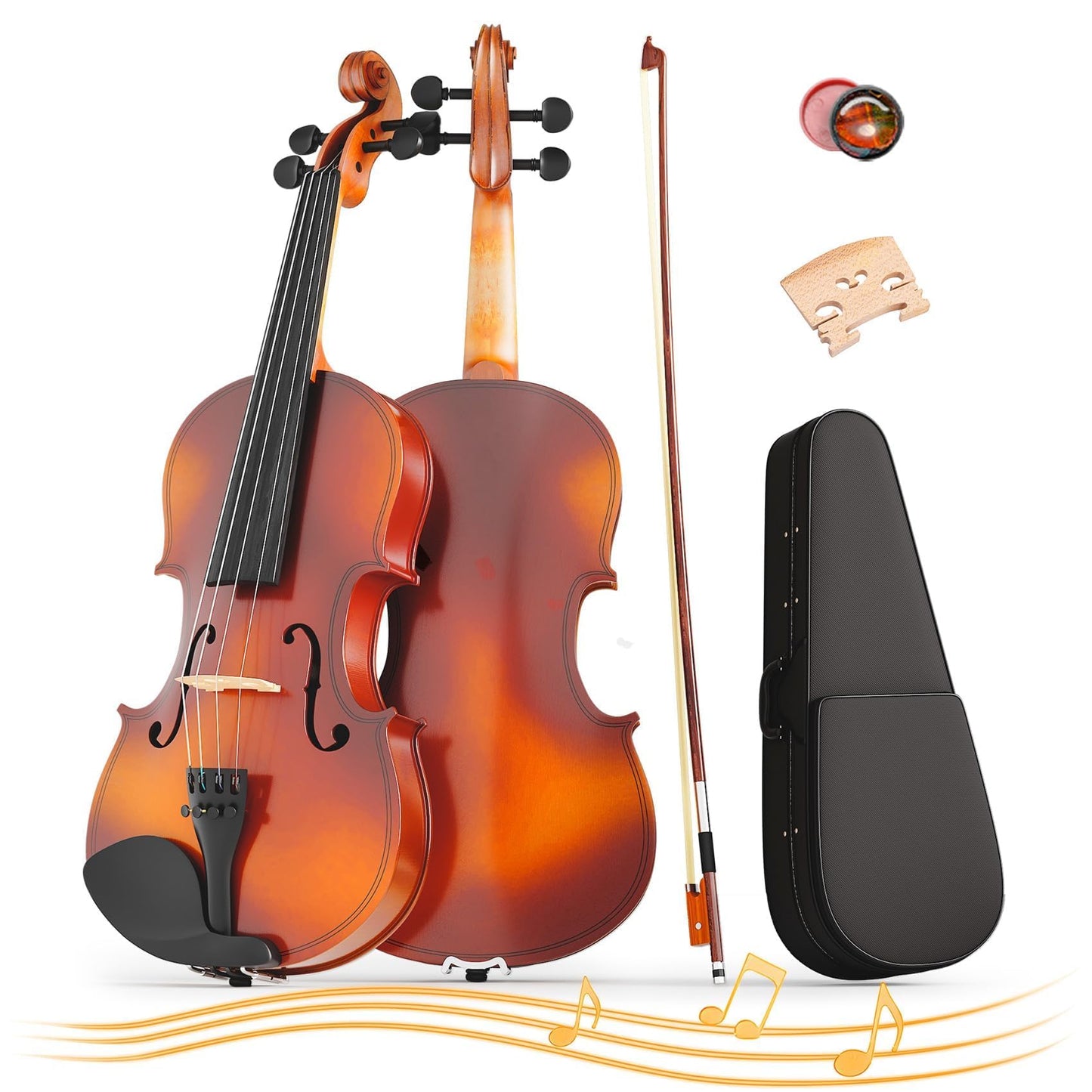 Beginner Violin 4/4, Full Size Violin for Adults, Teens, Student Age 12+, Acoustic Fiddle Kit with Hard Case, Bow, Rosin, Bridge