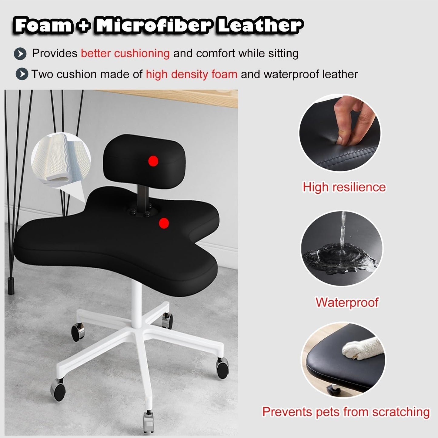 GenSDH Cross Legged Sitting Kneeling Office Chair with Wheels, Meditation Seat for Reducing Back Pain, Ergonomic Posture Corrective Seat - Improve Posture an,Green-One Size