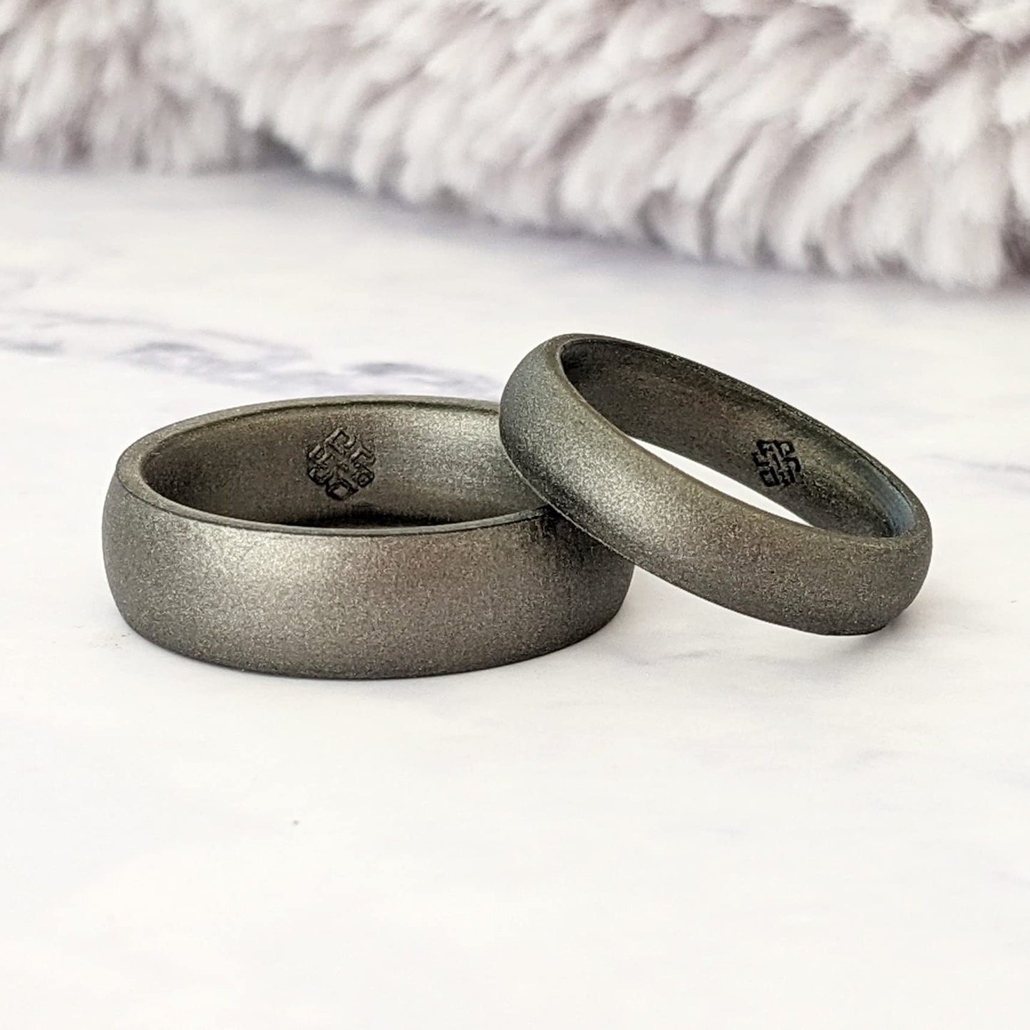 Knot Theory Dark Silver Silicone Ring for Men Women - Breathable Comfort Fit 6mm Wedding Band Size 6