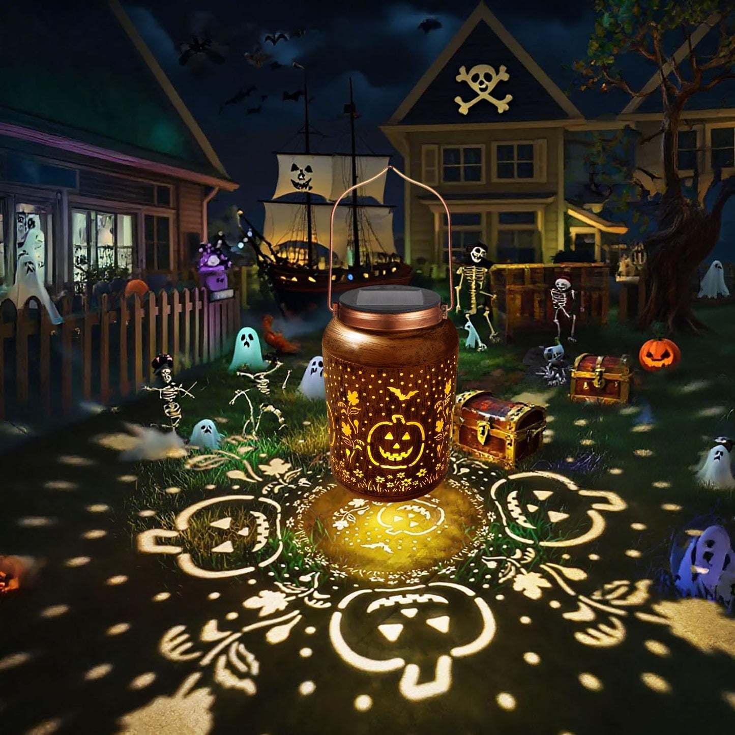 Halloween Decorations Solar Lanterns Outdoor Waterproof Pumpkin Garden Decor Gifts  Halloween Pumpkin Lantern Lights Hanging Solar Lights For Halloween Party  Yard  Patio  Backyard  Porch