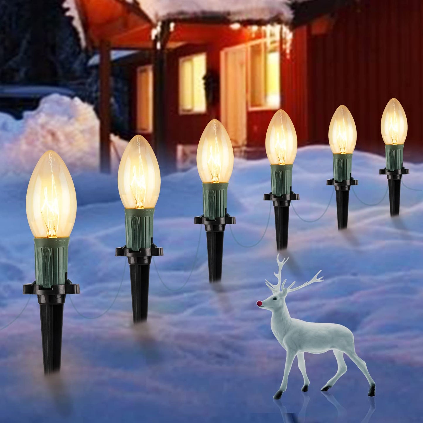 Brightown Christmas Pathway String Lights - 25.7 Ft, 20 Clear Waterproof Incandescent Lights, Warm White, Model Gy-C-50.6-U-B1