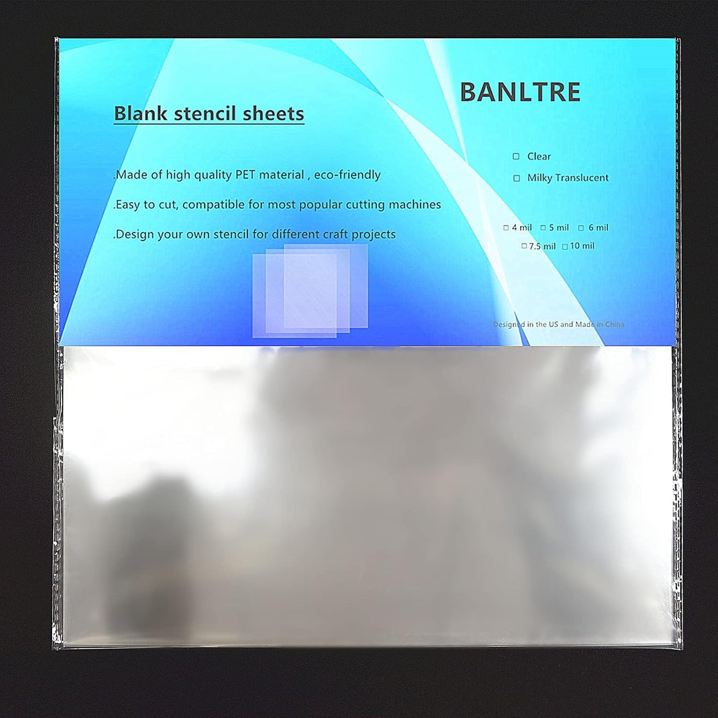 BANLTRE 15 Pieces 7.5 mil Transparency Blank Template Material Stencils Mylar for Cutting Paper Clear Sheet 12 × 12 inch (15-7.5 mil)