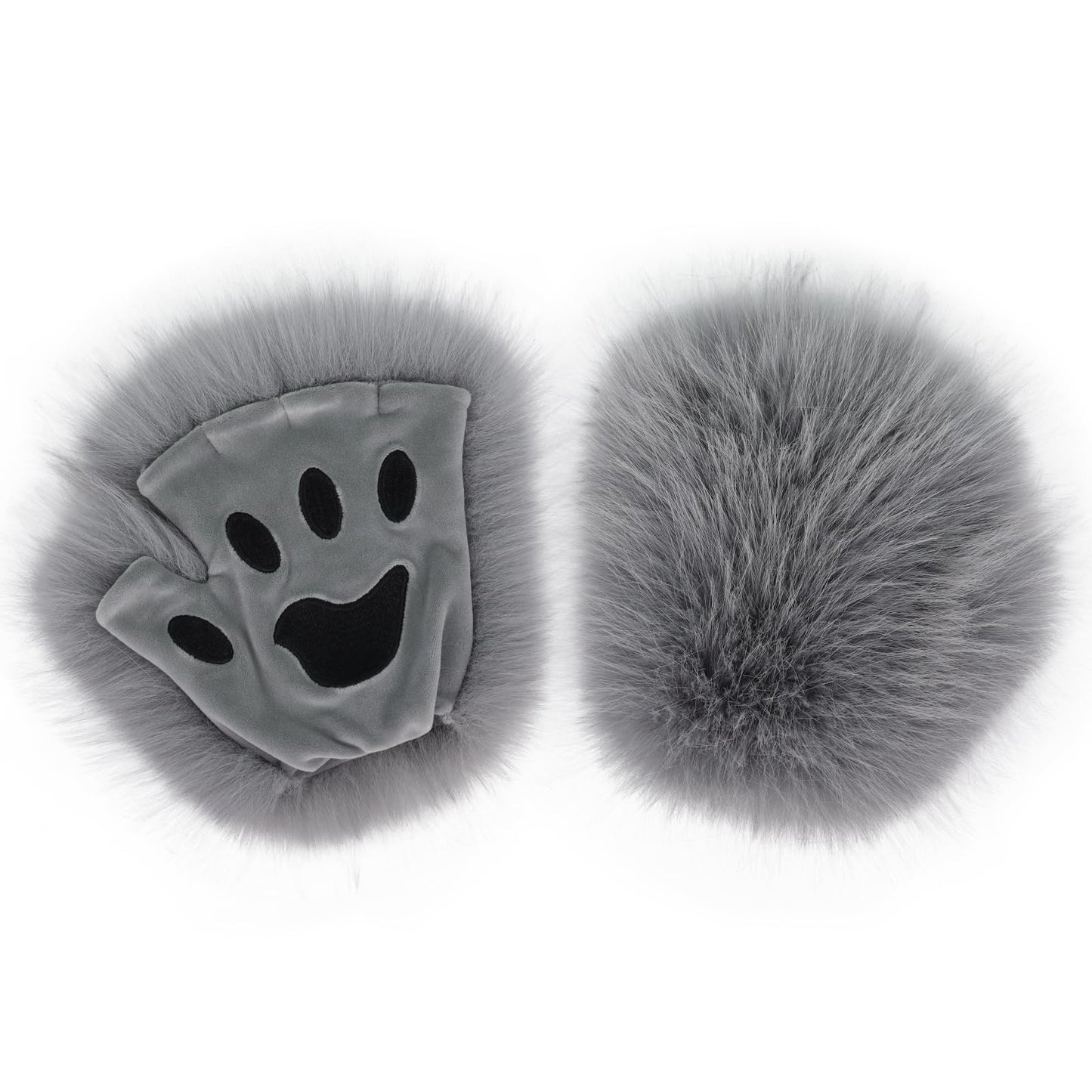 HAOAN Wolf Paw Gloves Faux Fur Cat Fingerless Mittens Winter Warm Halloween Fancy Party Costume Accessories