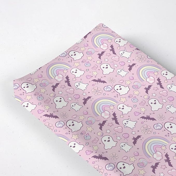 Cute Cartoon Halloween Theme Bats Rainbow Pattern Baby Changing Pad Cover, Unisex Fall Winter Holiday Nursery Diaper Changing Table Pad Mat Sheet for Boys Girls-16x32