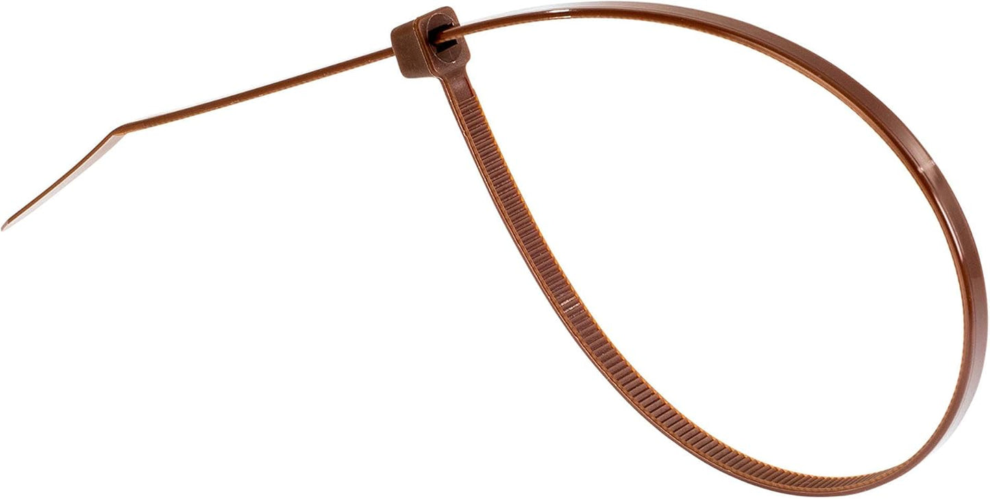 GTSE 14 Inch Brown Zip Ties, 100 Pack, 50lb Strength, UV Resistant Long Nylon Cable Ties, Self-Locking 14" Tie Wraps