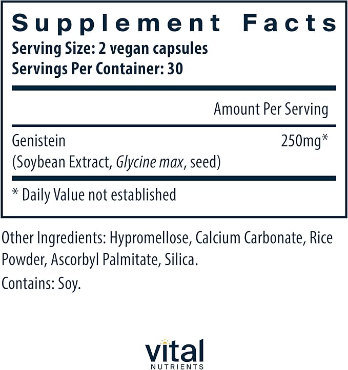 Vital Nutrients Genistein | Easily Absorbed Isoflavones for Bone Health Support* | Vegan Supplement | Gluten and Dairy Free | Non-GMO | 60 Capsules