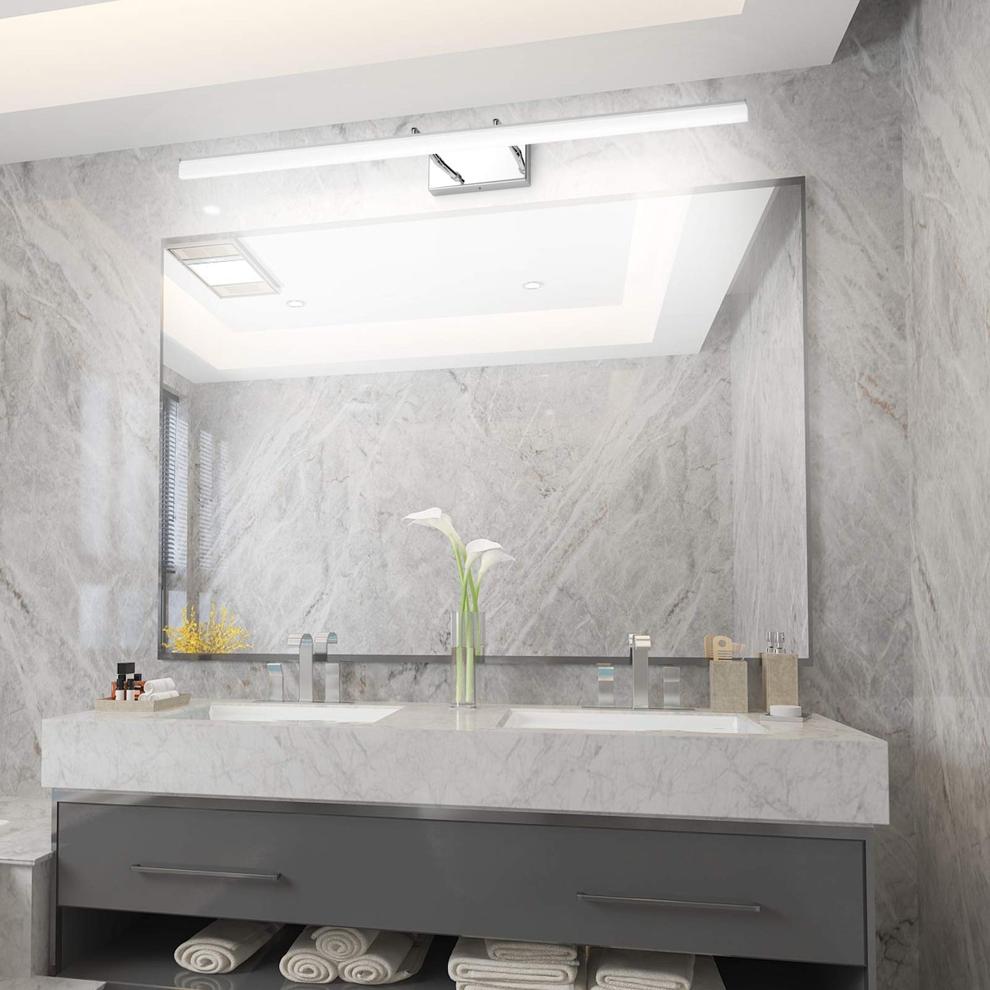 Aipsun 40 Modern Led Vanity Light Fixtures - Adjustable Chrome Bathroom Lighting, Stainless Steel, 5500K