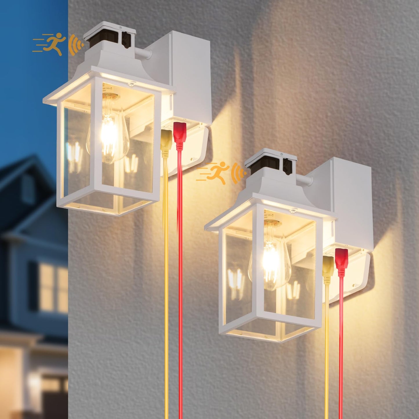 Titosichy 2 Pack White Porch Lights With Gfci Outlet  Dusk To Dawn Motion Sensor Outdoor Lighting  Waterproof Exterior Wall Sconces For House Front Door And Garage