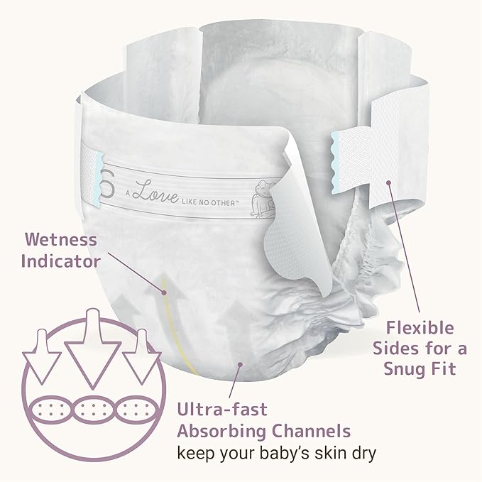 Bambo Nature Hypoallergenic Dream Baby Diapers, Premium Eco-Labeled Sustainable Diapers, Enhanced Leakage Protection, Totally Chlorine-free, Skin Friendly, and Super Absorbent - Size 6 (288 Count)