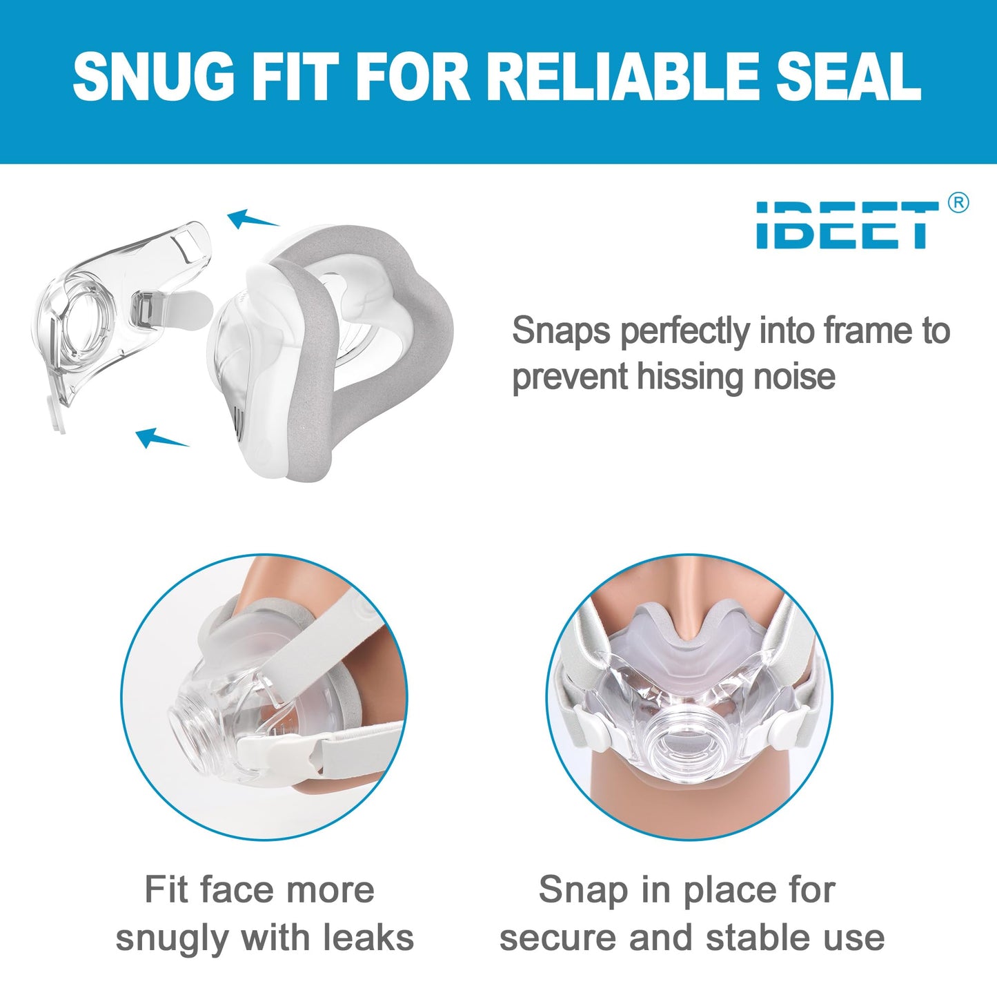 Replacement Headgear Assembly for Airfit F30 (Medium) - Improve for Better Comfort, IBEET Strap Assembly for Airfit F30, Medium (No Elbow)