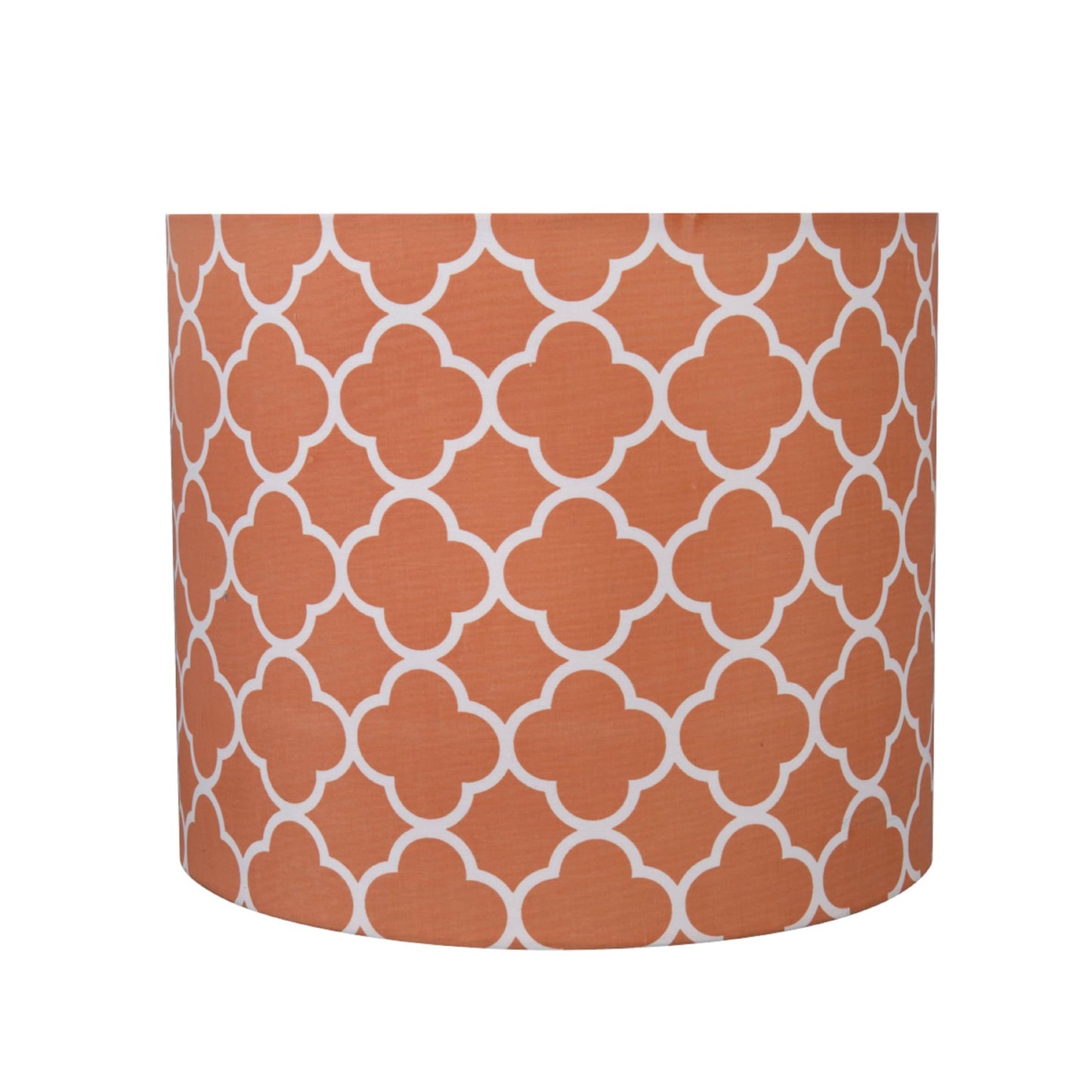 Aspen Creative Drum Lamp Shade, Orange Printed Fabric, 12in Wide, Model 31096