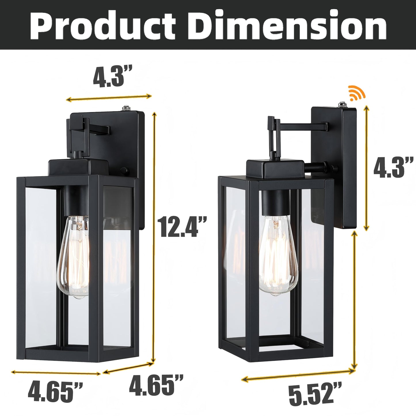 2 Pack 12 Inch Outdoor Wall Lights Dusk To Dawn Exterior Sconce Lights With Sensor Photocell Black Wall Lantern For Porch Patio Garage Dusk To Dawn Outdoor Lighting Set Of 2