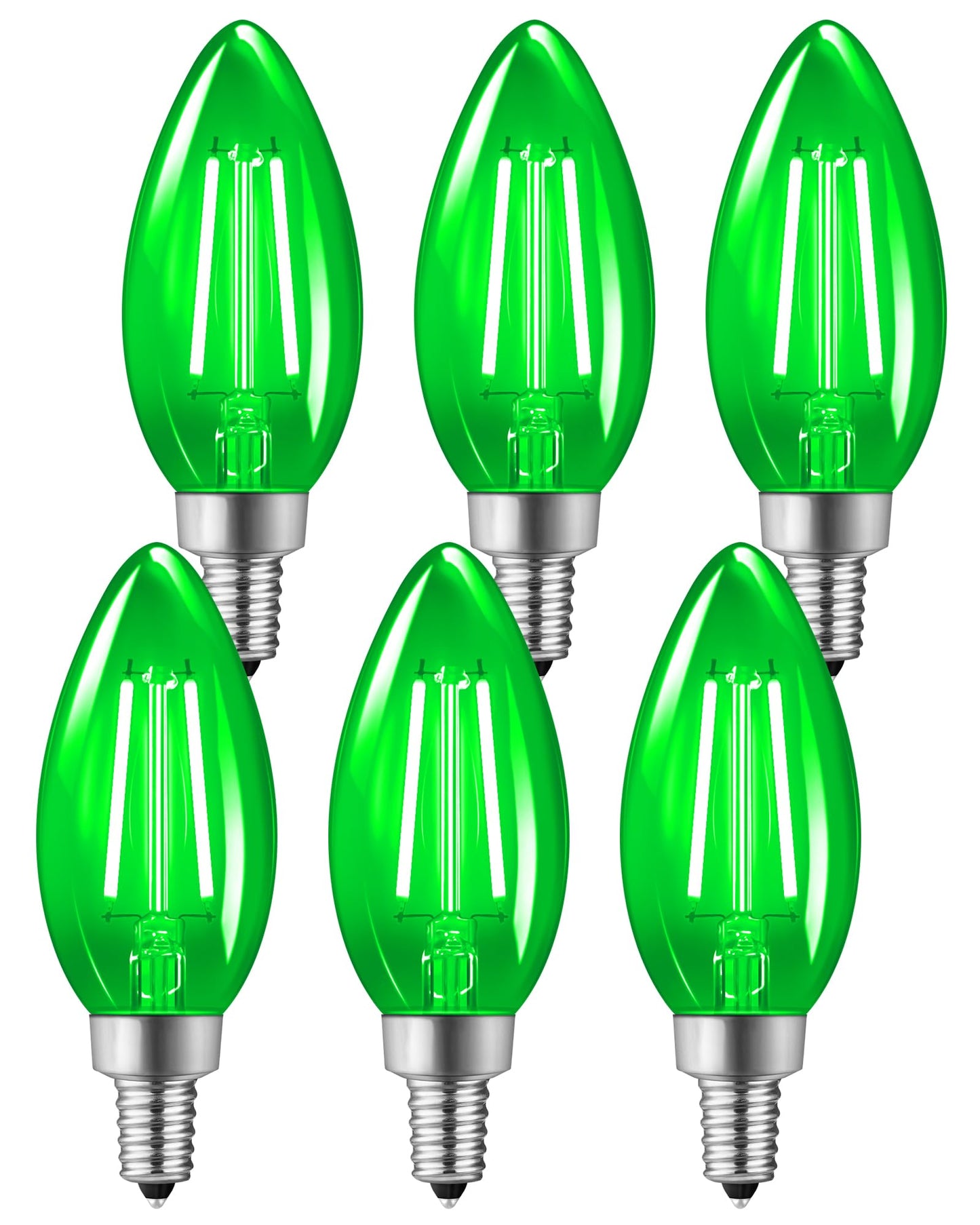 Goebleson Green E12 Led Light Bulbs  C35 5W (60W Equivalent) Glass Dimmable Chandelier Bulbs  Decorative Lighting For Christmas  Halloween  Party  Holiday Decoration  6 Pack J2C3P605