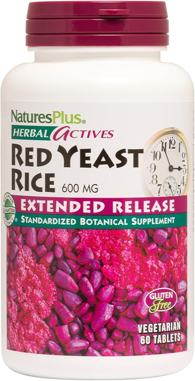 NaturesPlus Herbal Actives Red Yeast Rice, Extended Release - 60 Tablets - Non-GMO, Vegetarian, Gluten Free - 60 Servings