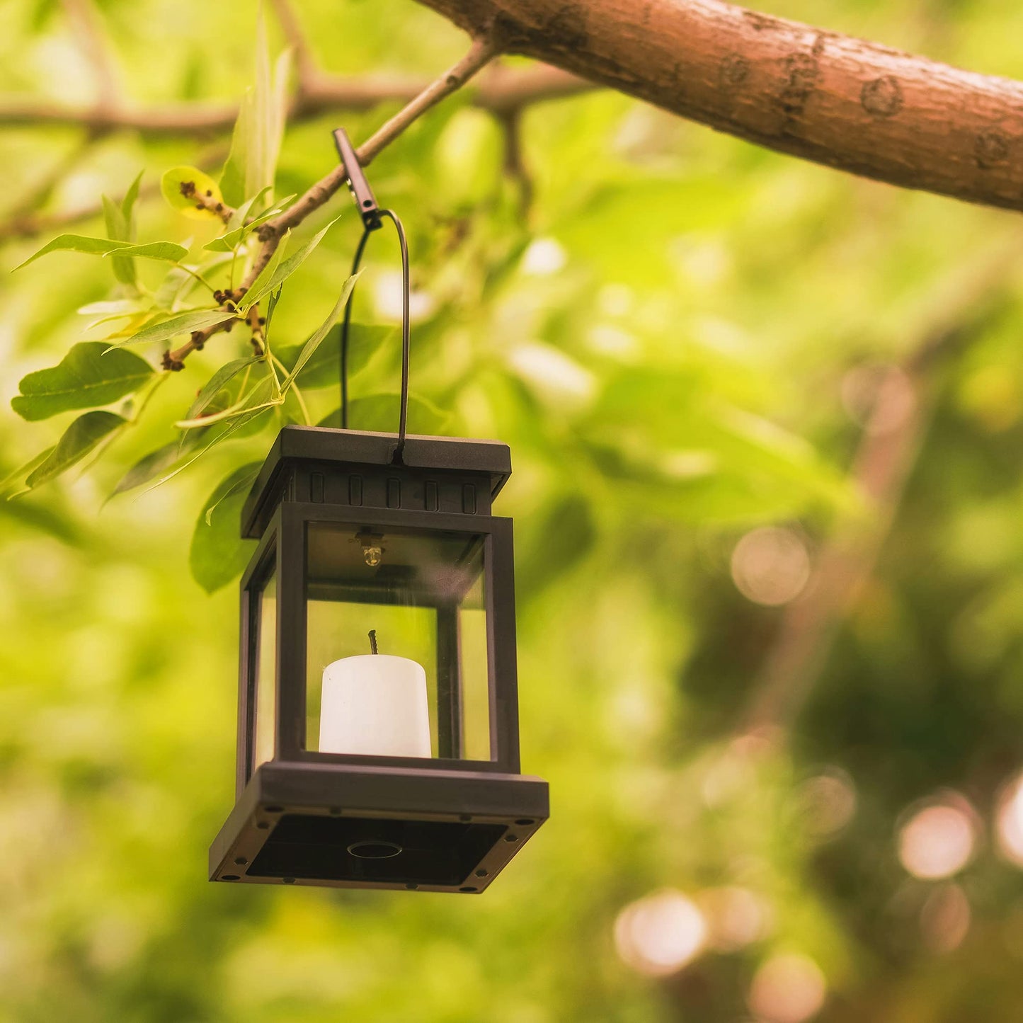 GIGALUMI Solar Hanging Lanterns 8 Pack, Warm White Candle Effect Light for Garden, Patio, Lawn, Model 6925